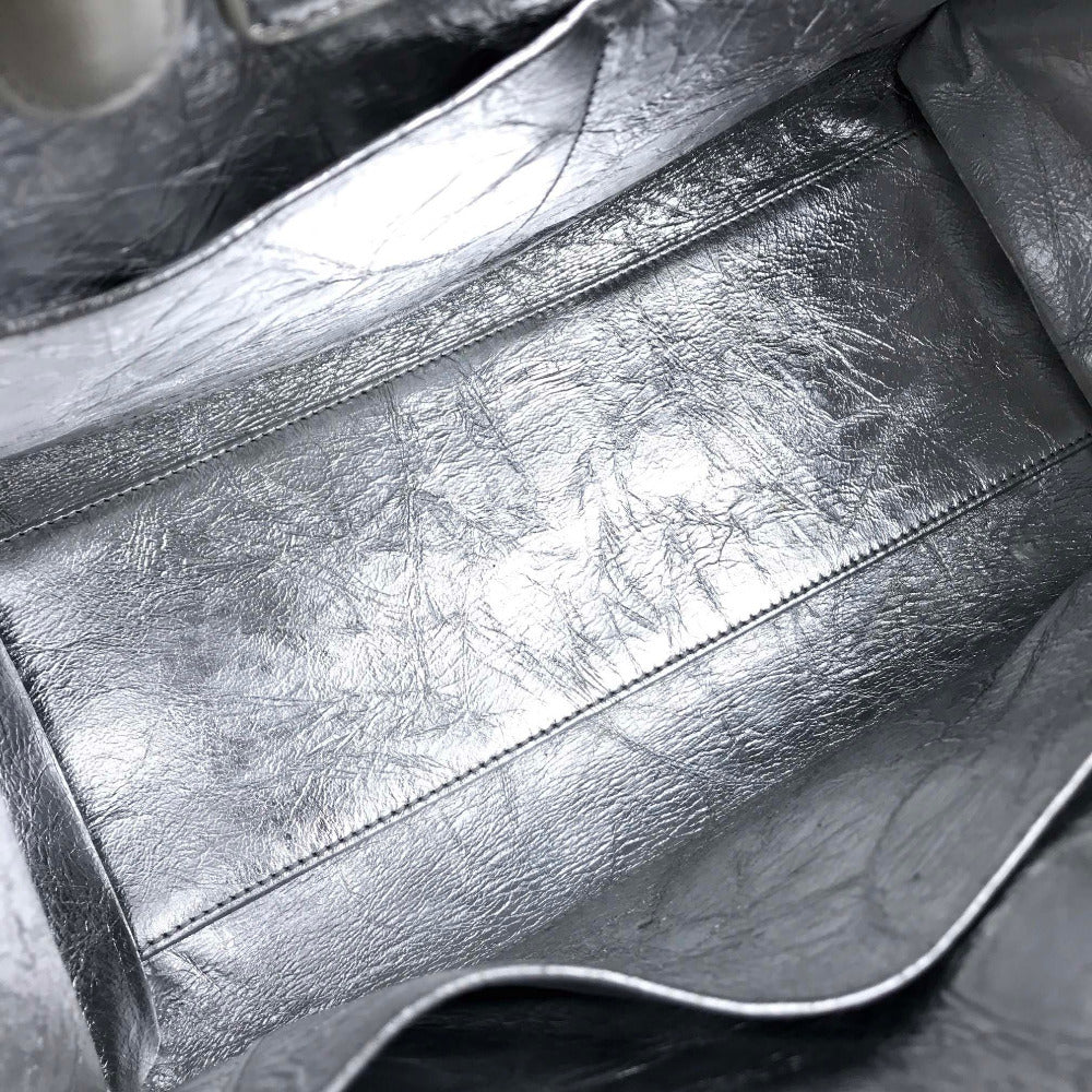 Christian Dior Handbag Leather Metallic Silver Diorever Women