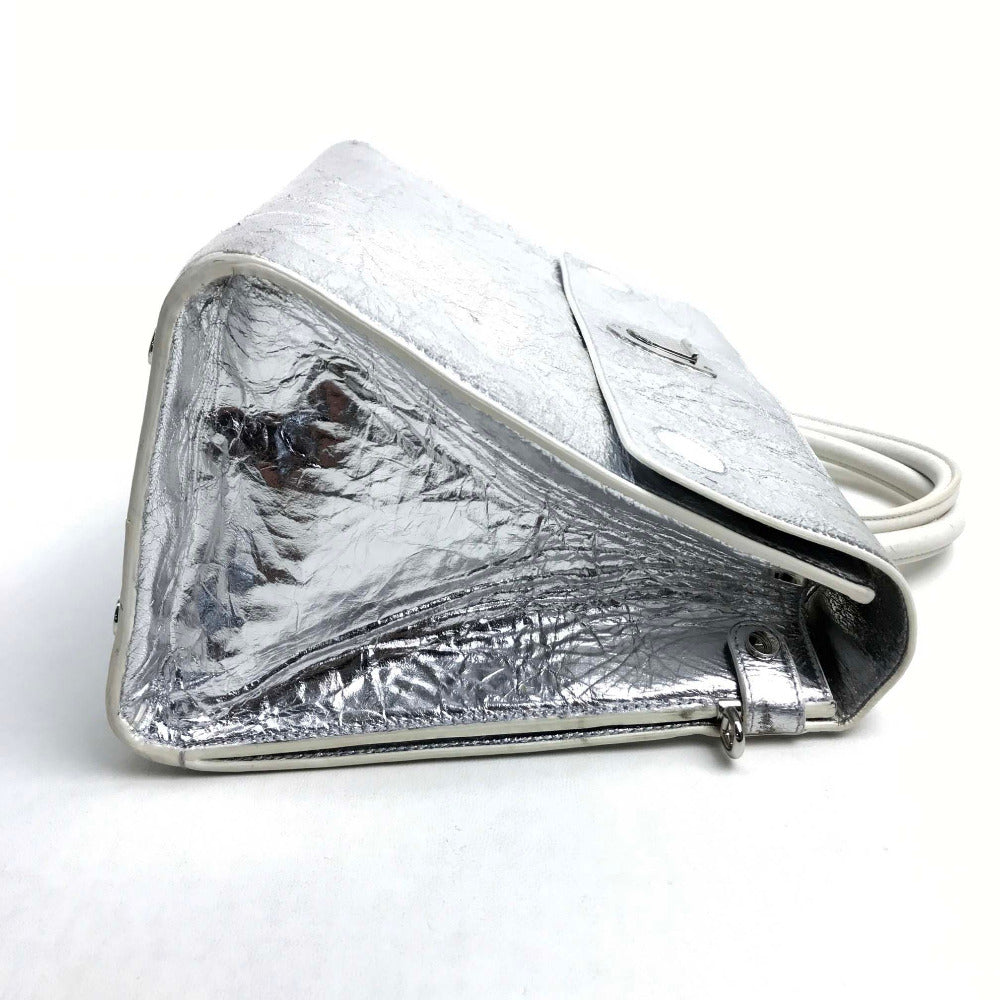 Christian Dior Handbag Leather Metallic Silver Diorever Women