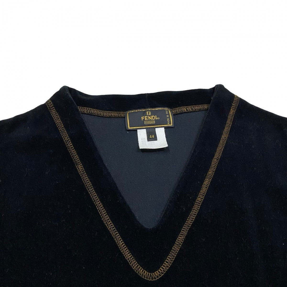 Fendi Cut Velor Black Ff Logo Stitch Women 44