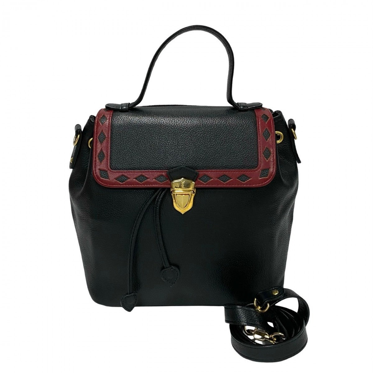 Yves Saint Laurent Shoulder Bag Leather Black Ysl Punching Women
