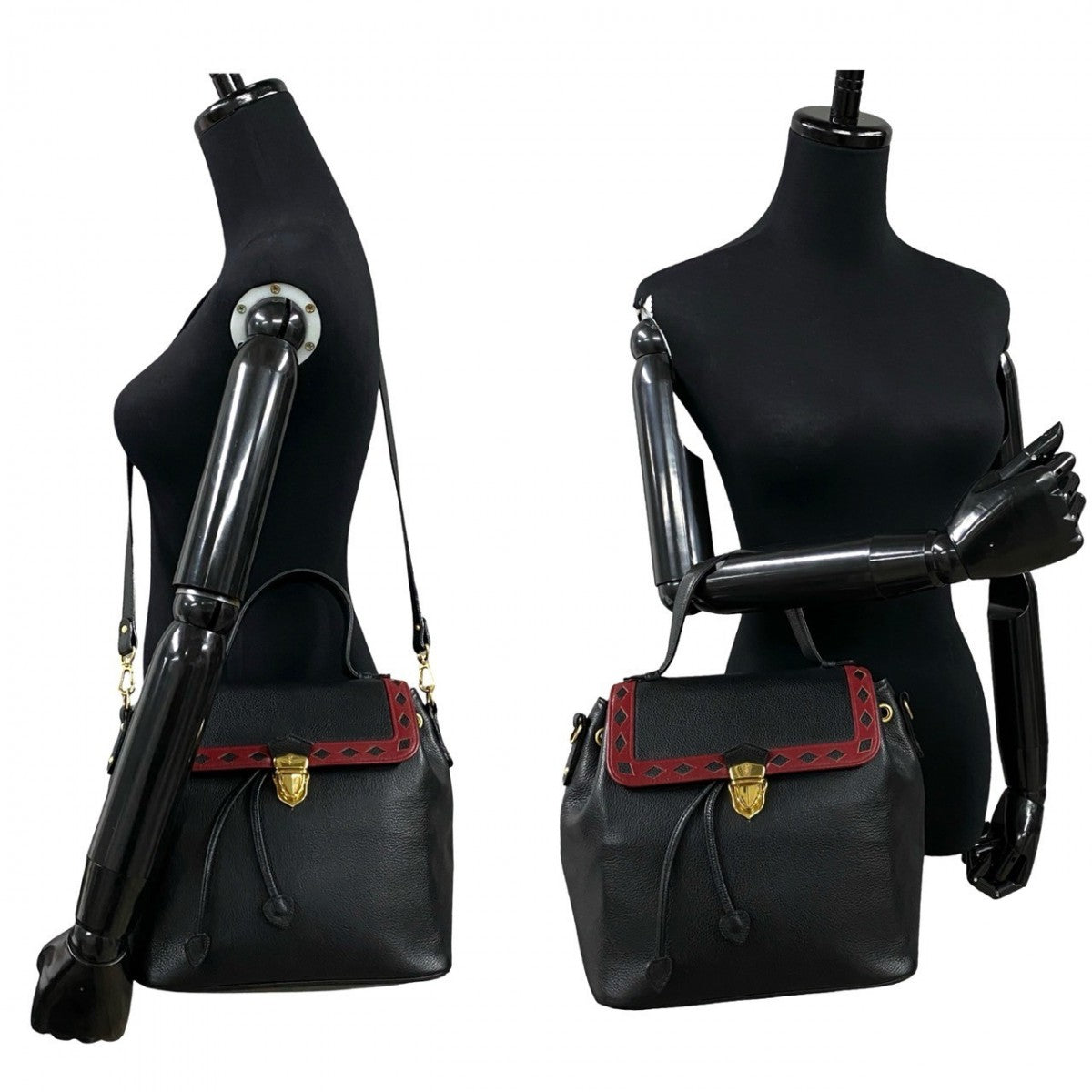 Yves Saint Laurent Shoulder Bag Leather Black Ysl Punching Women