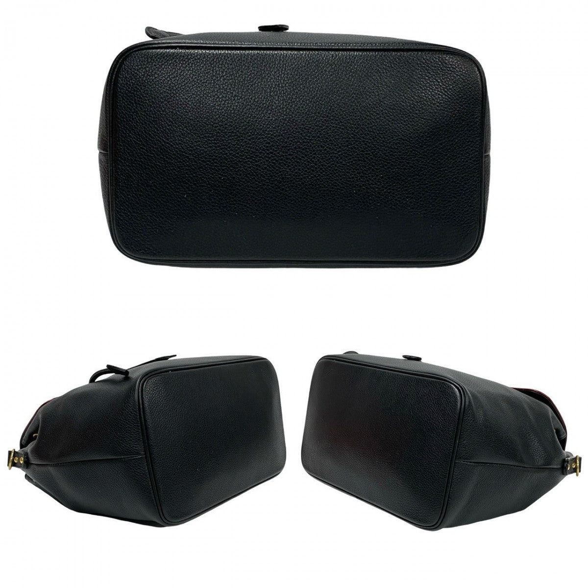 Yves Saint Laurent Shoulder Bag Leather Black Ysl Punching Women