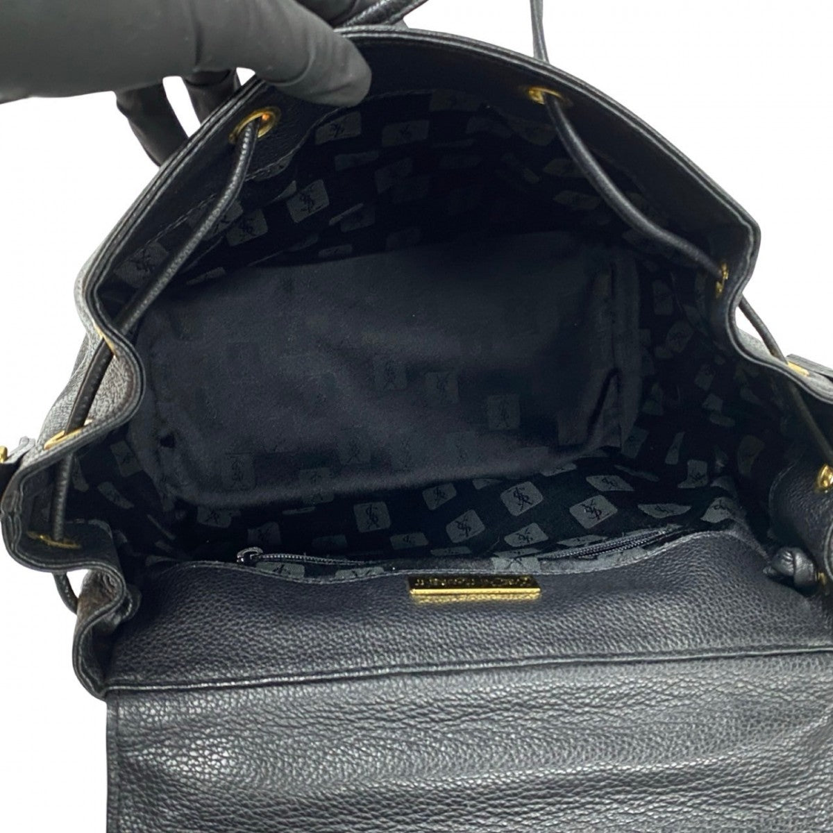 Yves Saint Laurent Shoulder Bag Leather Black Ysl Punching Women