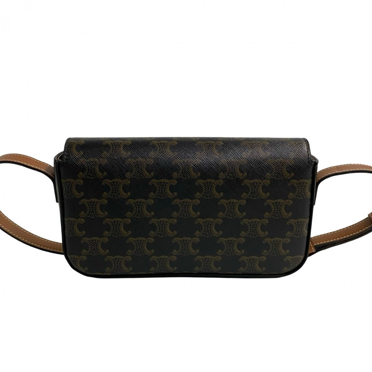 Celine Shoulder Bag Leather, Pvc Brown Triomphe Logo Metal Claude Women
