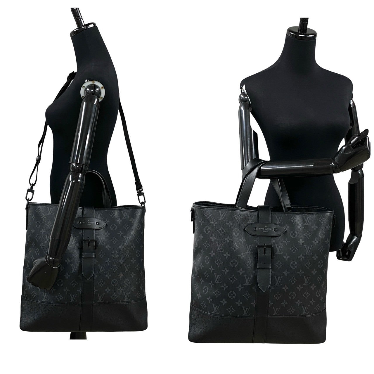 Louis Vuitton Shoulder Bag M45914 Leather Black Monogram Eclipse Saumur Mens