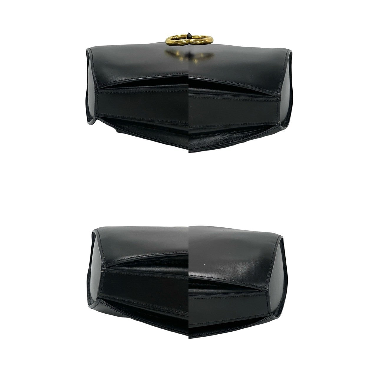 Celine Shoulder Bag Calfskin, Leather Black Gancini Logo Metal Women