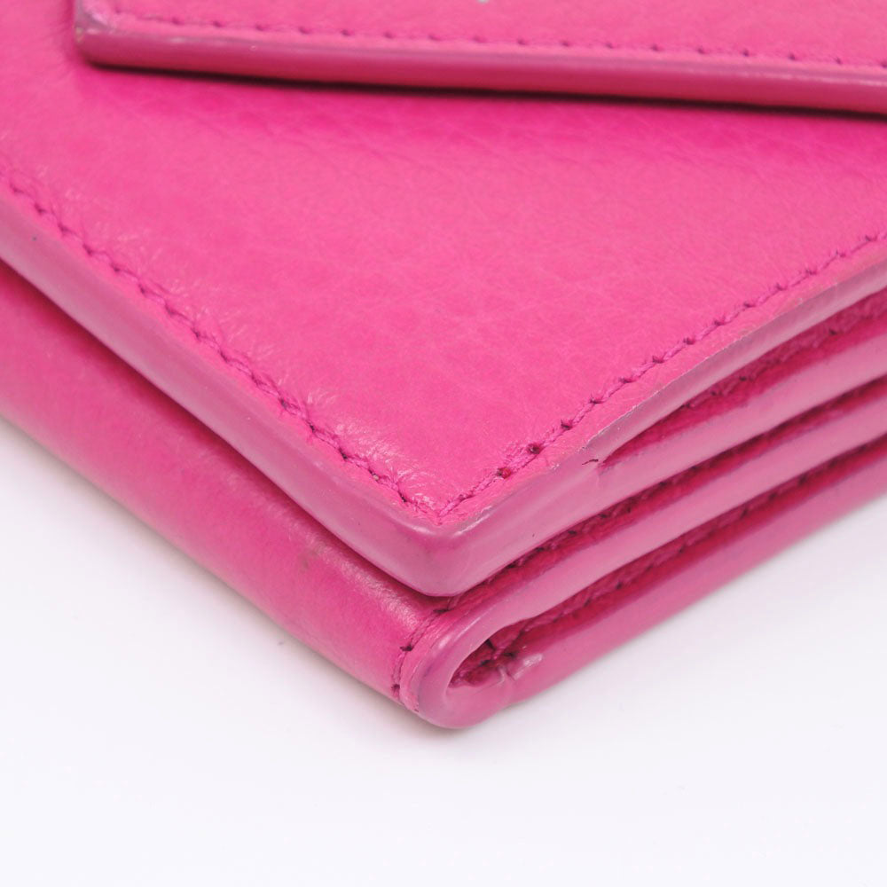 Balenciaga Tri-Fold Wallet 391446 Leather Pink Paper Mini Women