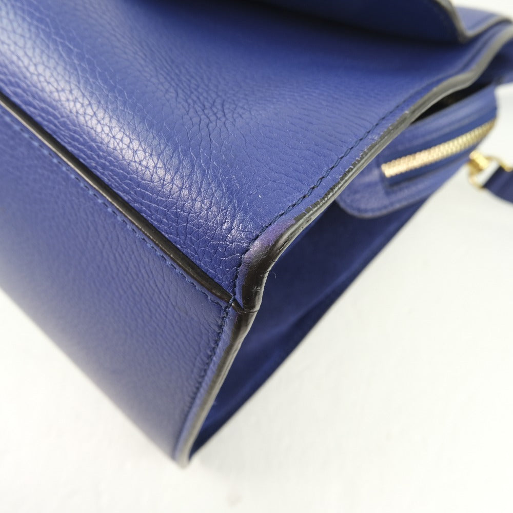 Celine Handbag Calfskin Blue 2Wayshoulder Trapeze Women