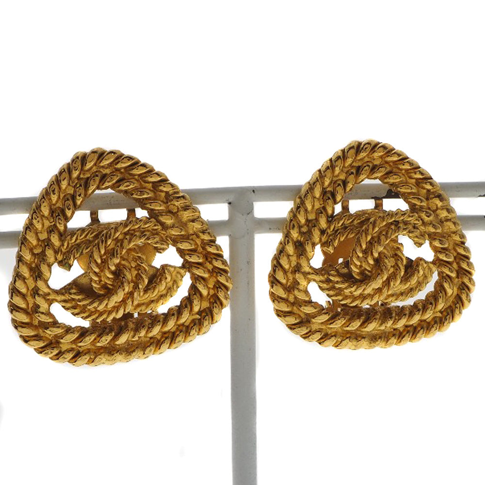 Chanel Earring Plated Gold Gold Vintage Triangle Coco Mark Women