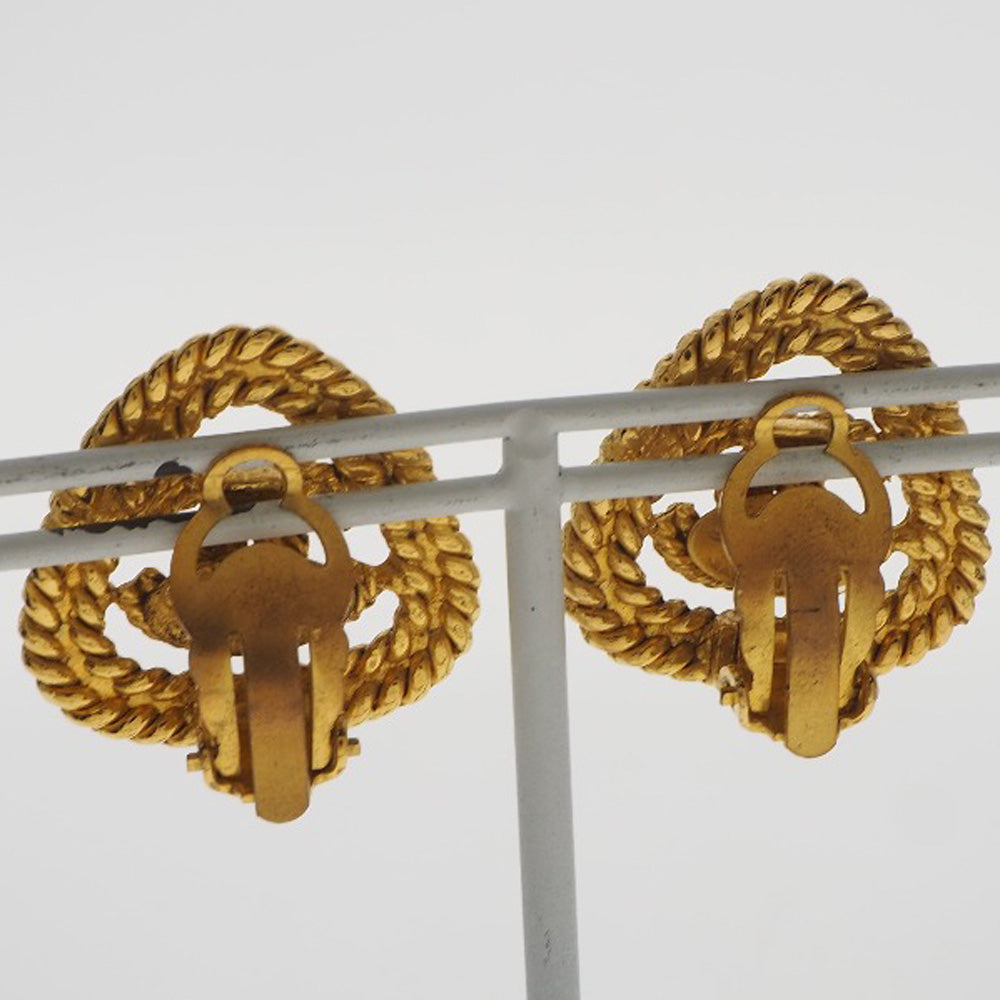 Chanel Earring Plated Gold Gold Vintage Triangle Coco Mark Women