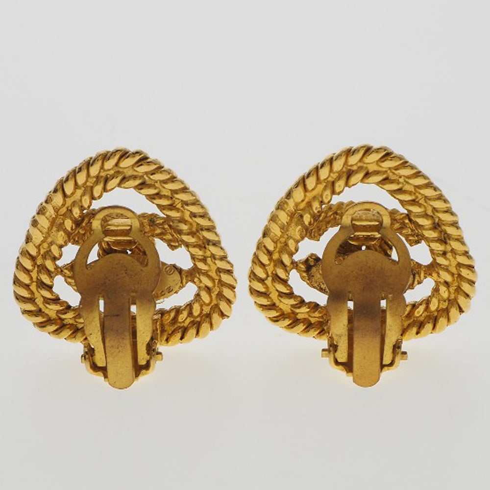 Chanel Earring Plated Gold Gold Vintage Triangle Coco Mark Women