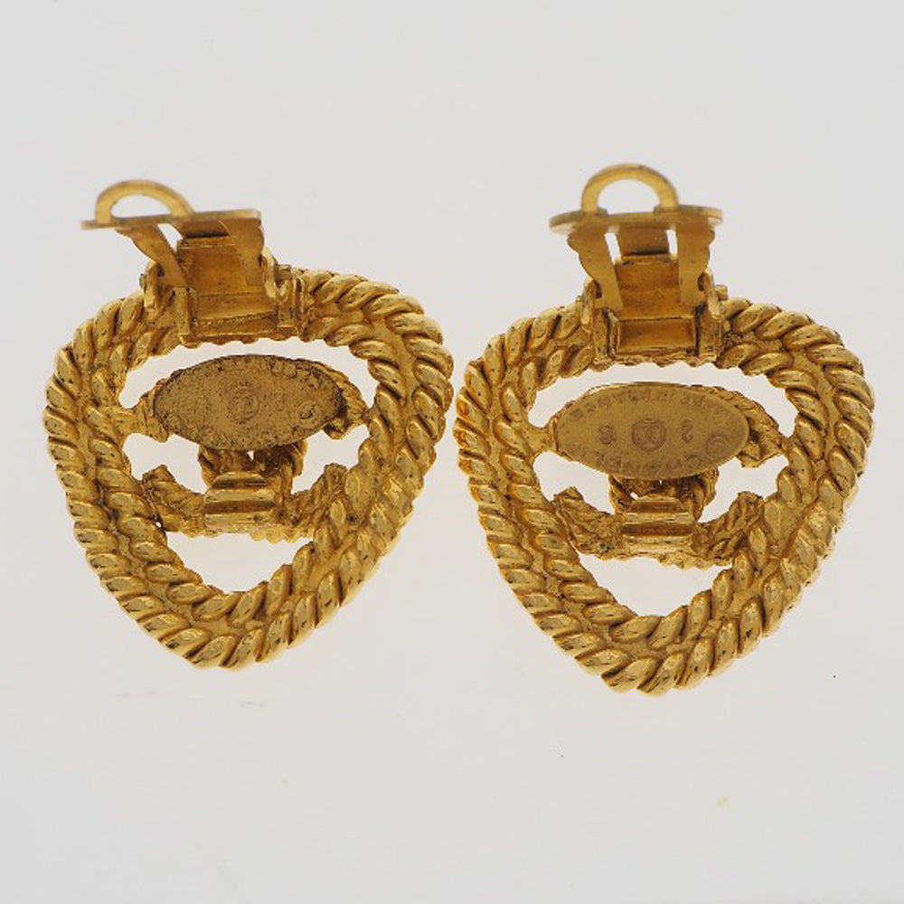 Chanel Earring Plated Gold Gold Vintage Triangle Coco Mark Women