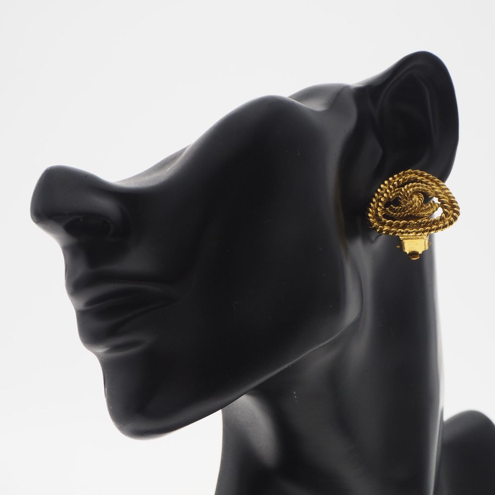 Chanel Earring Plated Gold Gold Vintage Triangle Coco Mark Women