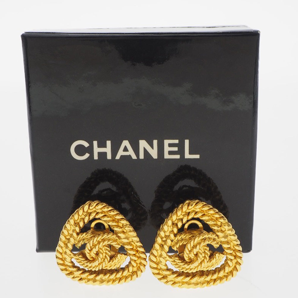 Chanel Earring Plated Gold Gold Vintage Triangle Coco Mark Women