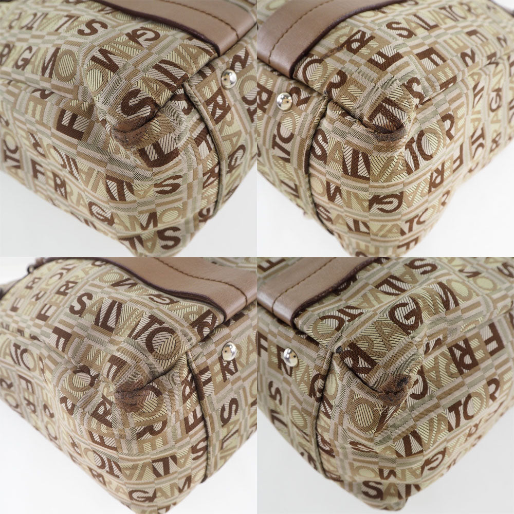 Salvatore Ferragamo Tote Bag Canvas, Leather Brown Women