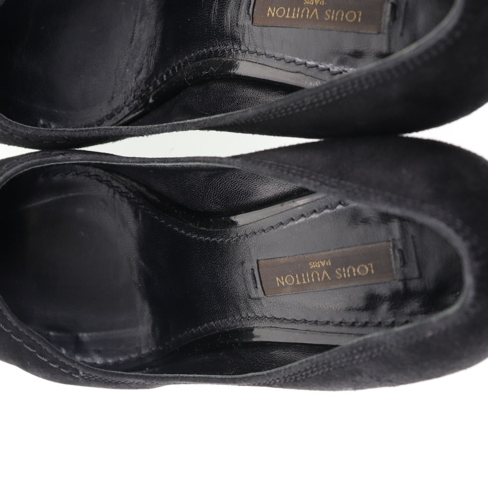 Louis Vuitton Pumps Nq0036 Suede Black Ribbon Women 35