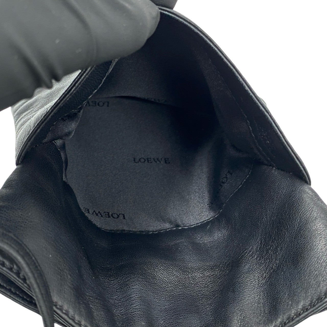 Loewe Shoulder Bag Leather Black Anagram Logo Women