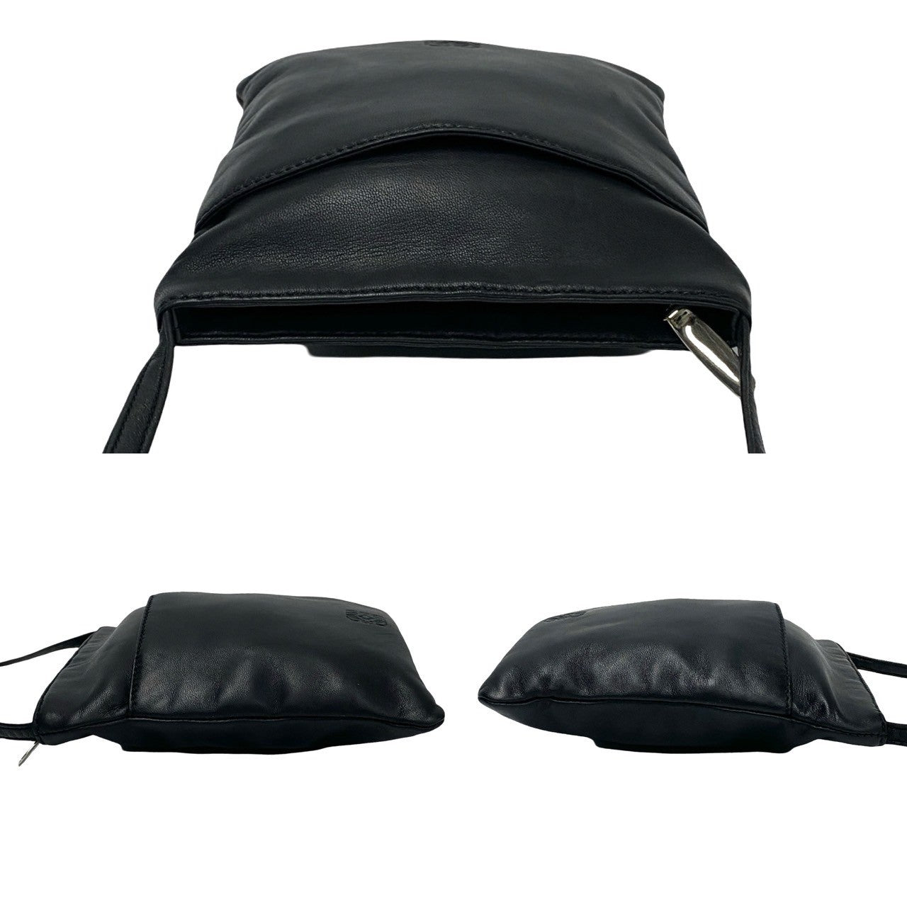 Loewe Shoulder Bag Leather Black Anagram Logo Women
