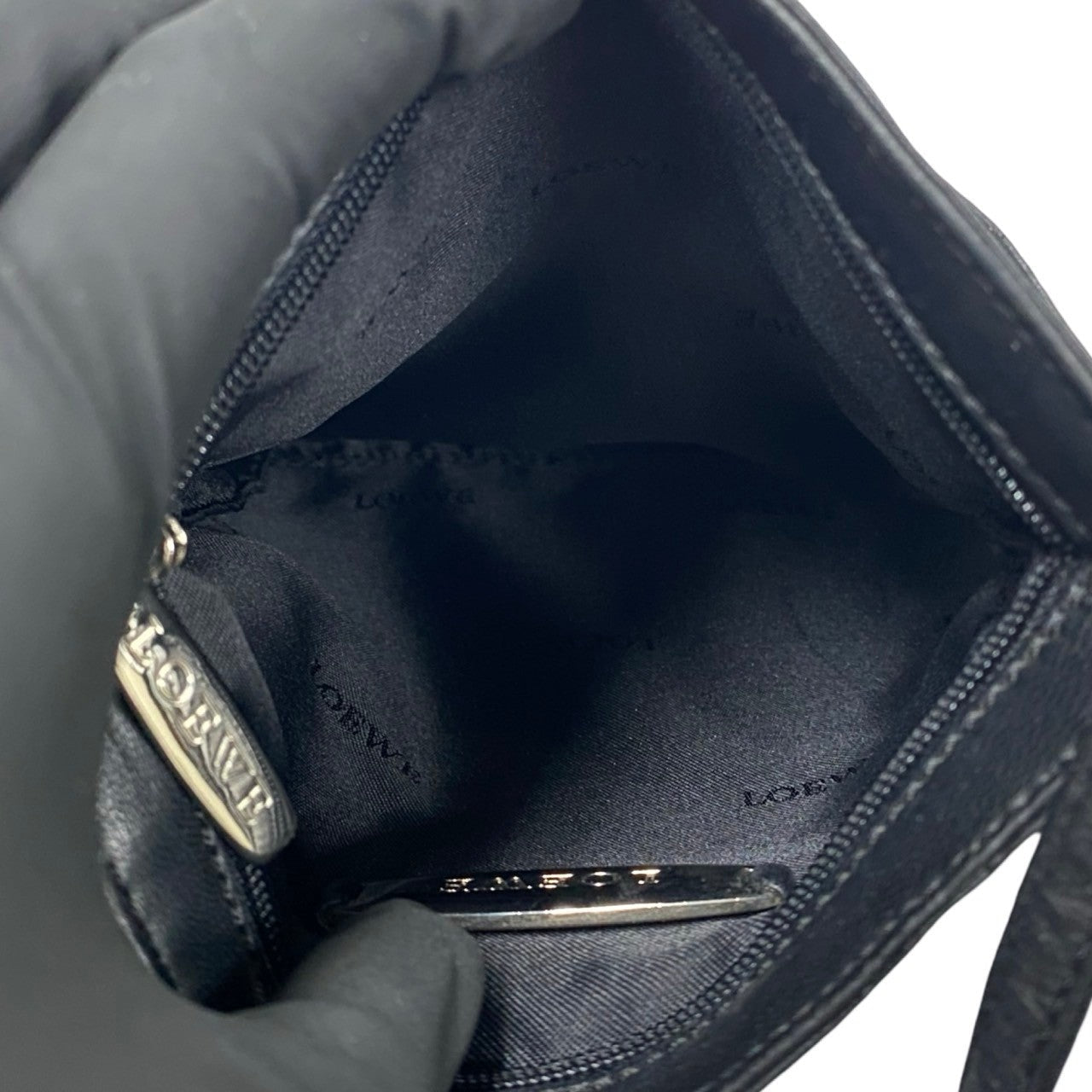 Loewe Shoulder Bag Leather Black Anagram Logo Women