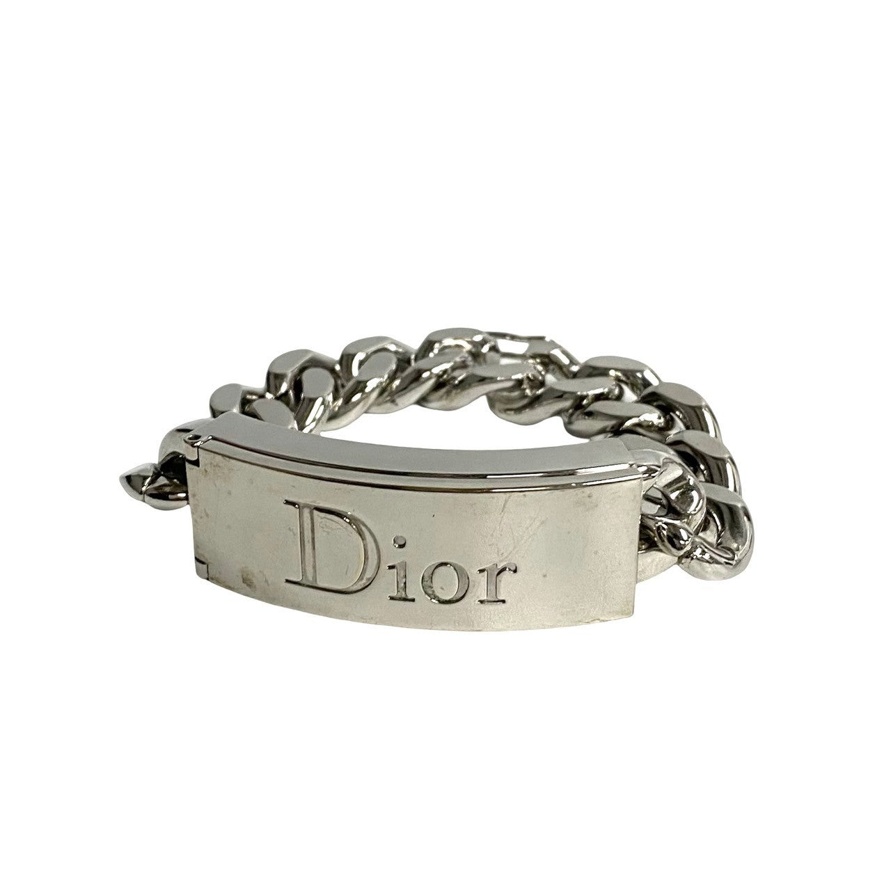 Dior Bracelet Alloy Silver Logo Plate Motif Gloss Bracelet Women