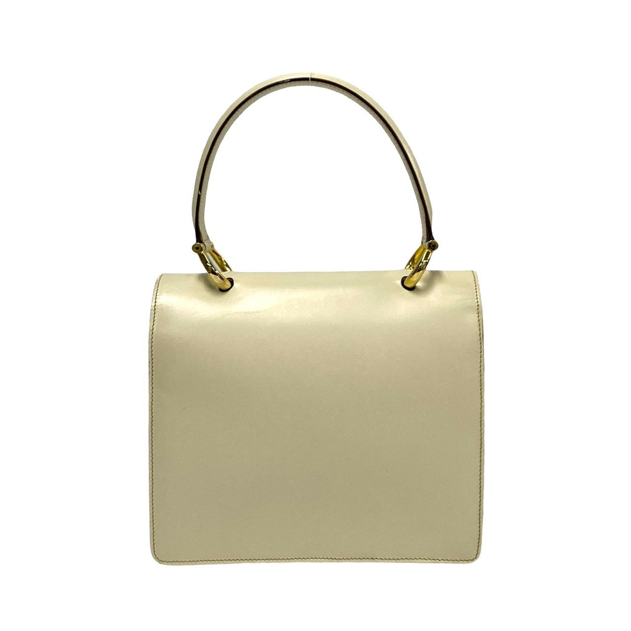 Celine Handbag Leather White Gancini Logo Metal Women