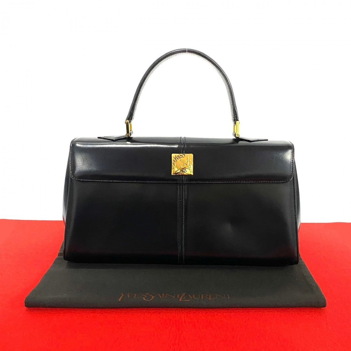 Yves Saint Laurent Handbag Calfskin, Leather Black Ysl Logo Women