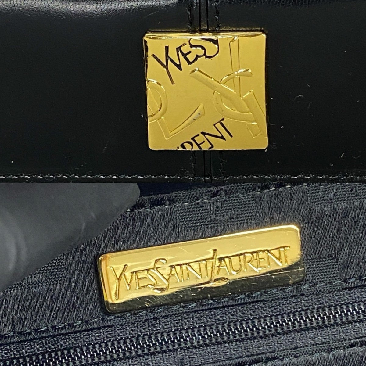 Yves Saint Laurent Handbag Calfskin, Leather Black Ysl Logo Women