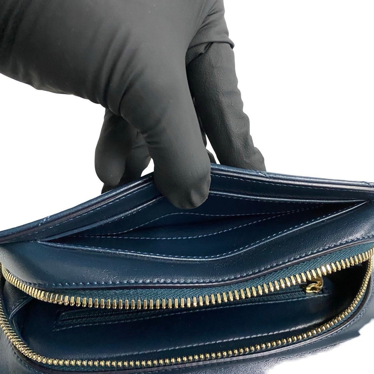Chanel Shoulder Bag Leather Navy Coco Mark Vstitch Women