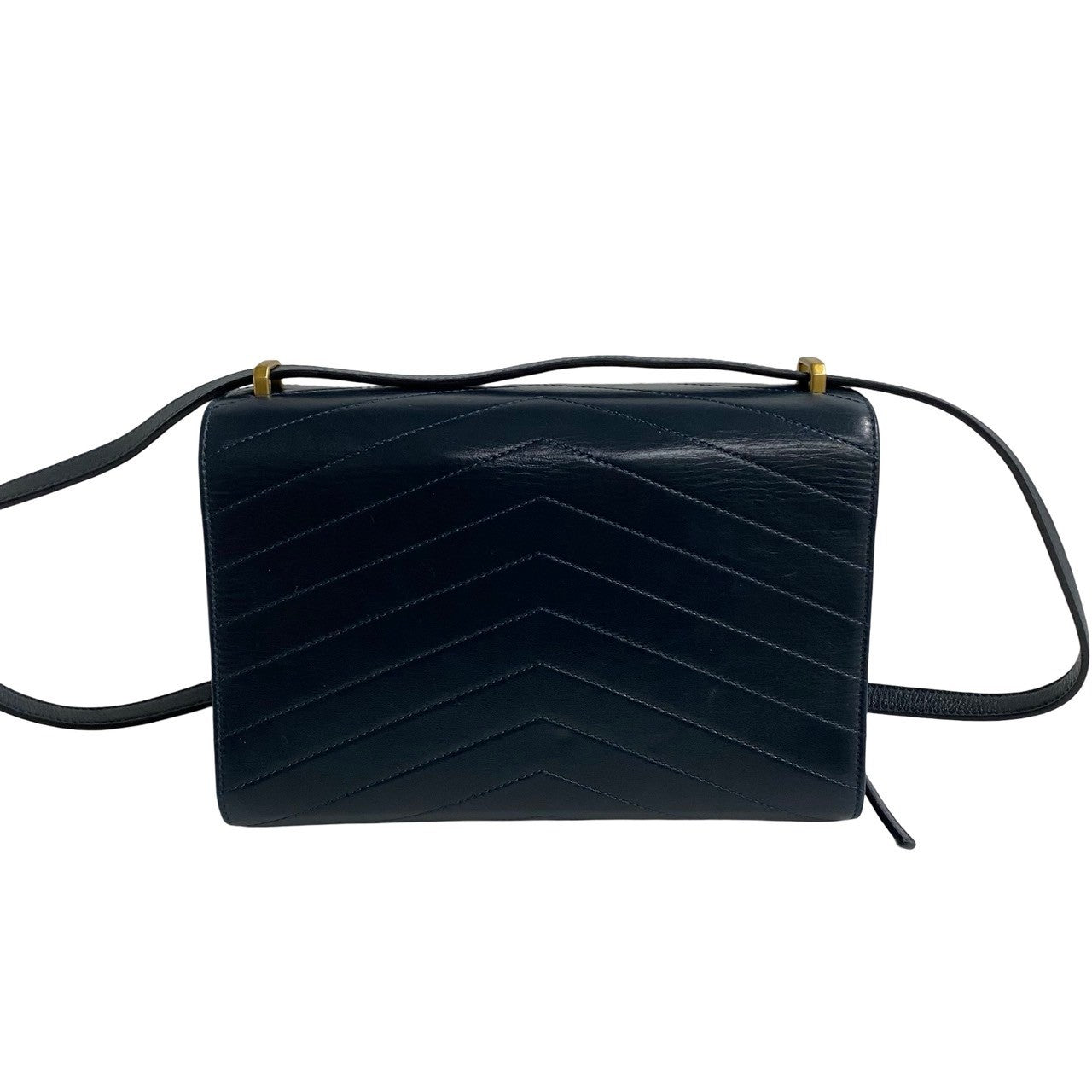 Chanel Shoulder Bag Leather Navy Coco Mark Vstitch Women
