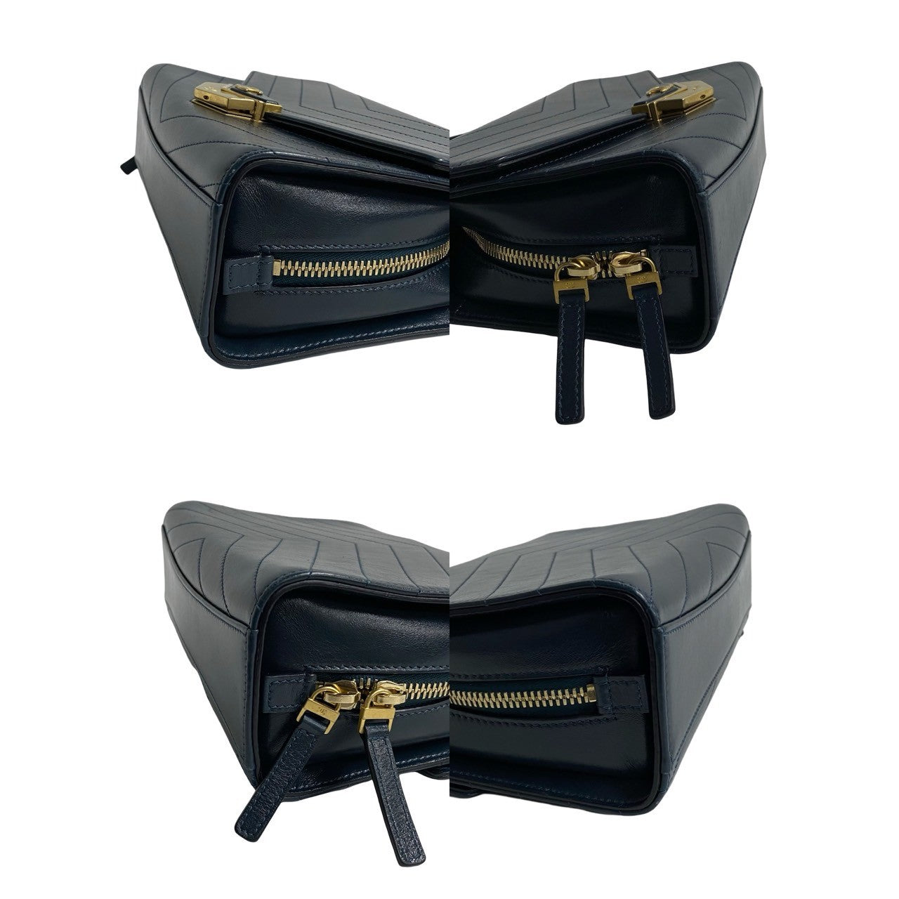 Chanel Shoulder Bag Leather Navy Coco Mark Vstitch Women