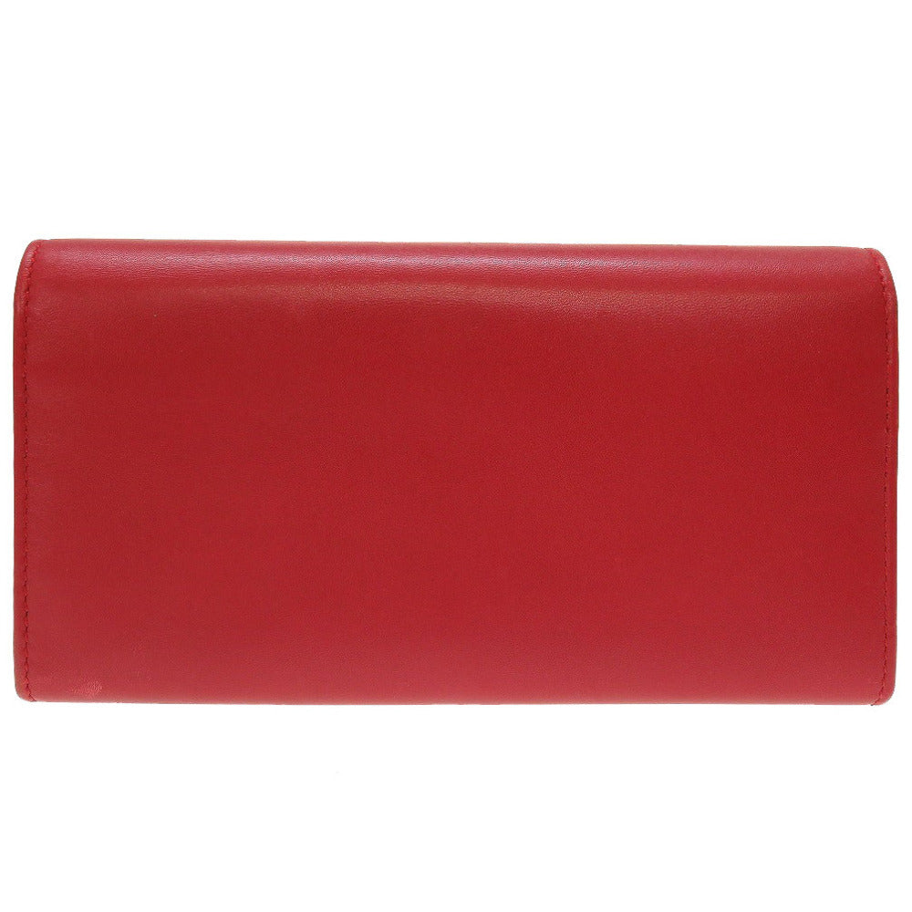 Gucci Long Wallet Purse 453390 Leather Red Bifold Gg Embossed Women(Unisex)