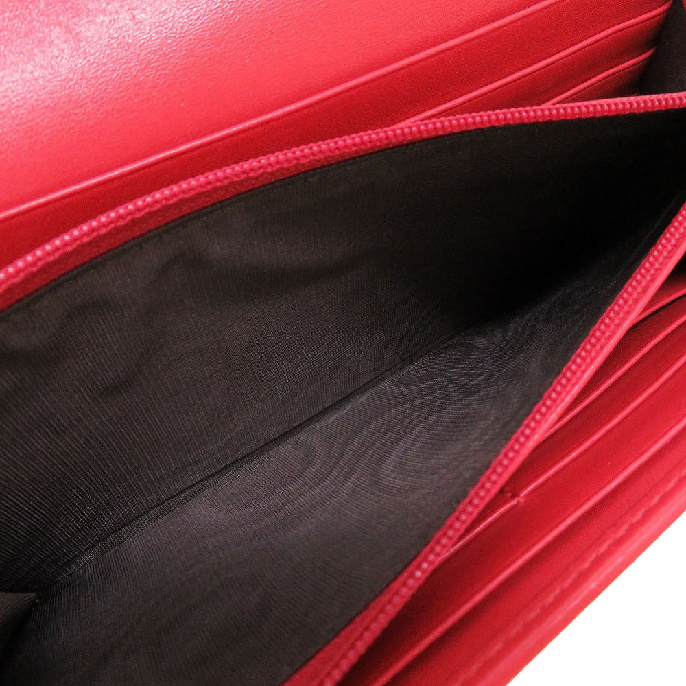 Gucci Long Wallet Purse 453390 Leather Red Bifold Gg Embossed Women(Unisex)