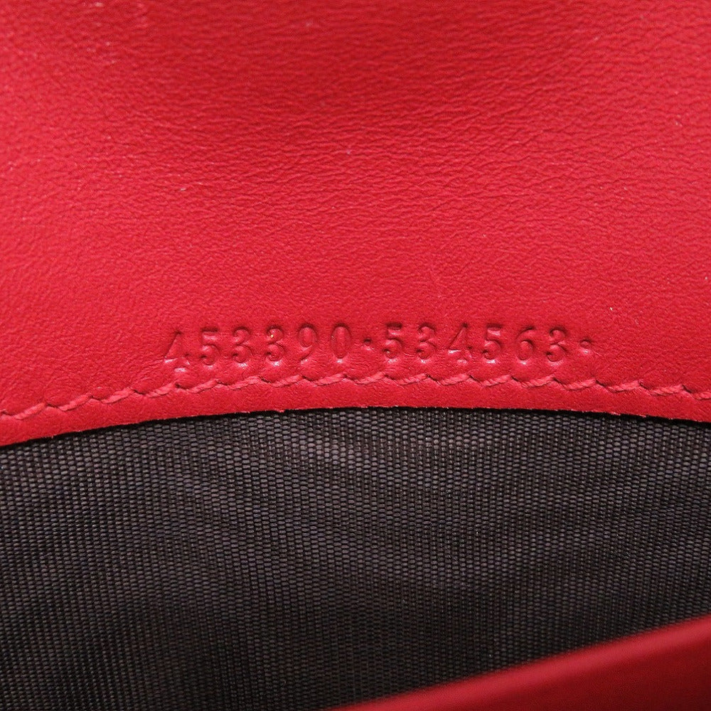 Gucci Long Wallet Purse 453390 Leather Red Bifold Gg Embossed Women(Unisex)