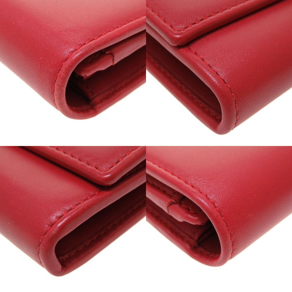 Gucci Long Wallet Purse 453390 Leather Red Bifold Gg Embossed Women(Unisex)