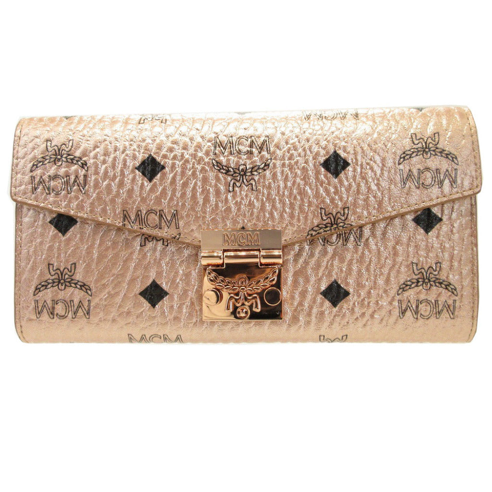 Mcm Long Wallet Purse 8Apa11 Leather Champagne Gold Chain Shoulder Bag Women