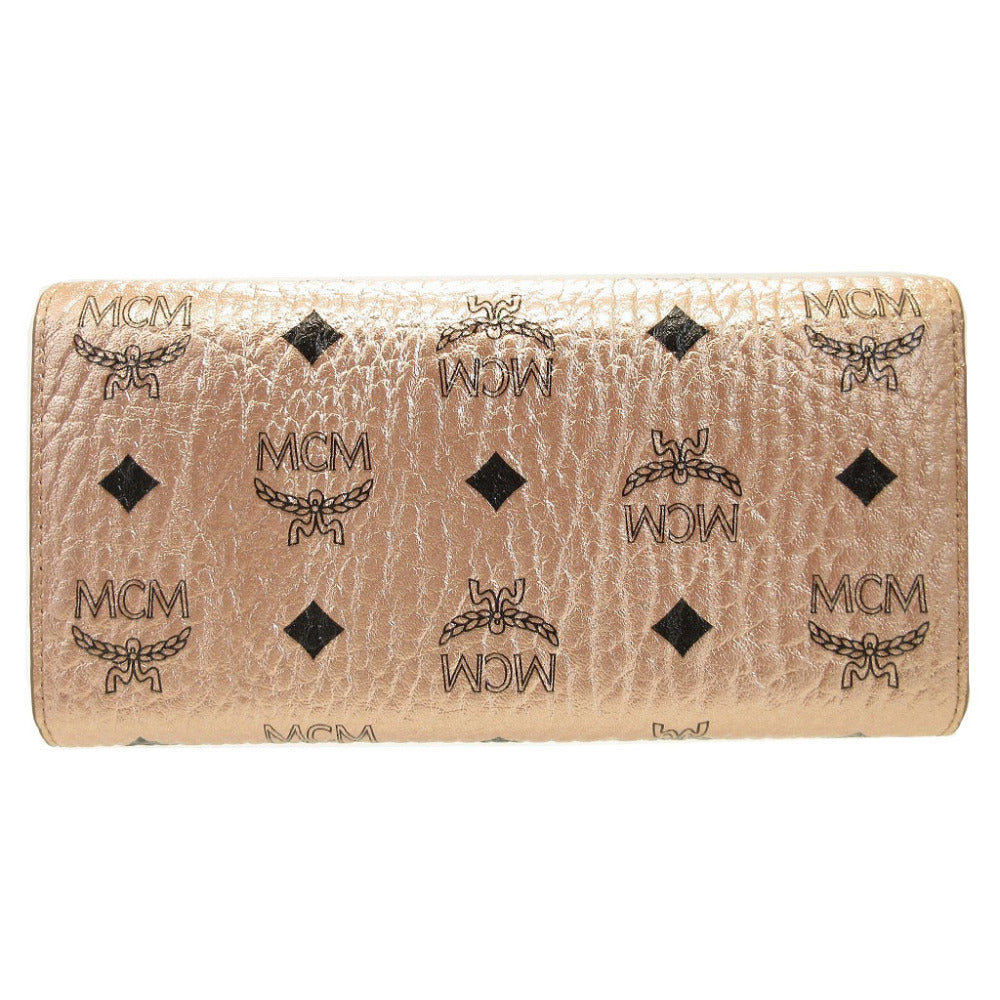 Mcm Long Wallet Purse 8Apa11 Leather Champagne Gold Chain Shoulder Bag Women