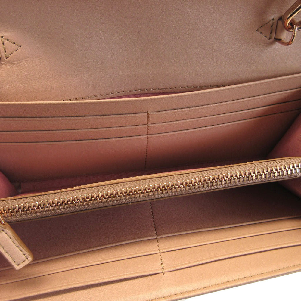 Mcm Long Wallet Purse 8Apa11 Leather Champagne Gold Chain Shoulder Bag Women