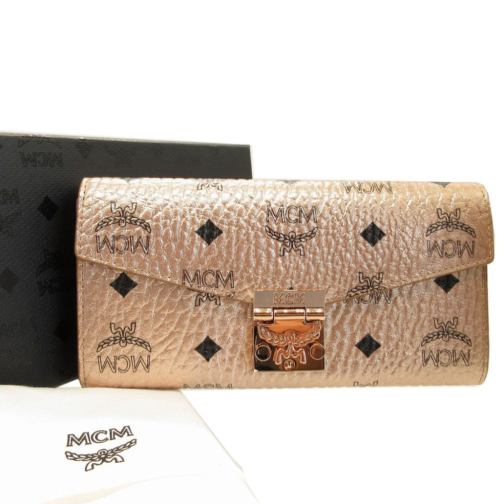 Mcm Long Wallet Purse 8Apa11 Leather Champagne Gold Chain Shoulder Bag Women