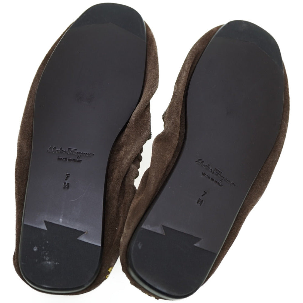 Salvatore Ferragamo Leather Shoes Suede Brown Fabrizio Tassel Loafers Mens 7 (M)