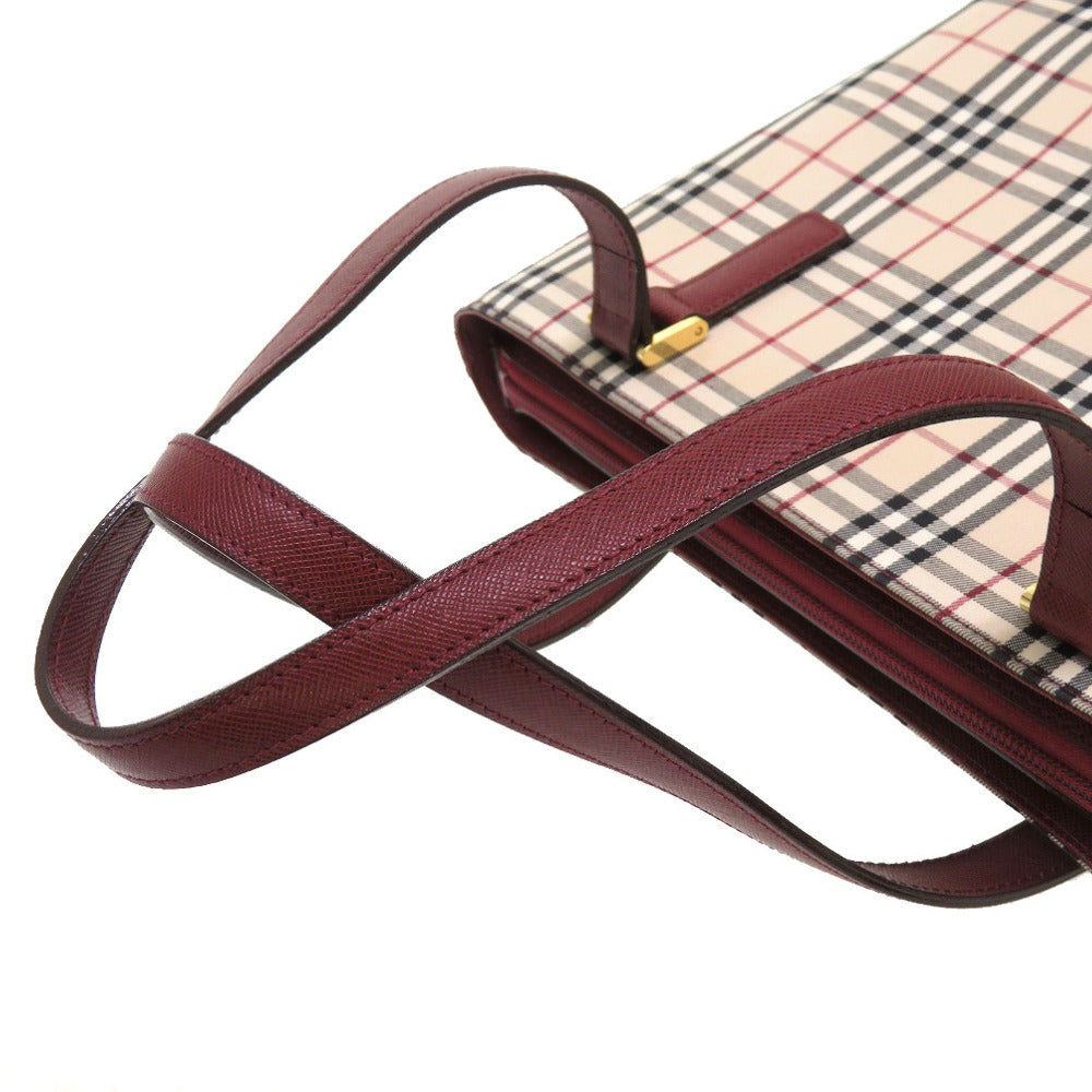 Burberry Handbag Canvas Beige Check Women