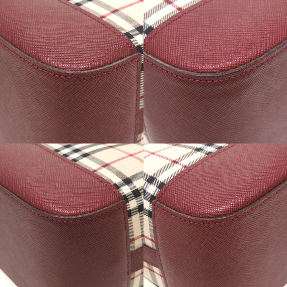 Burberry Handbag Canvas Beige Check Women