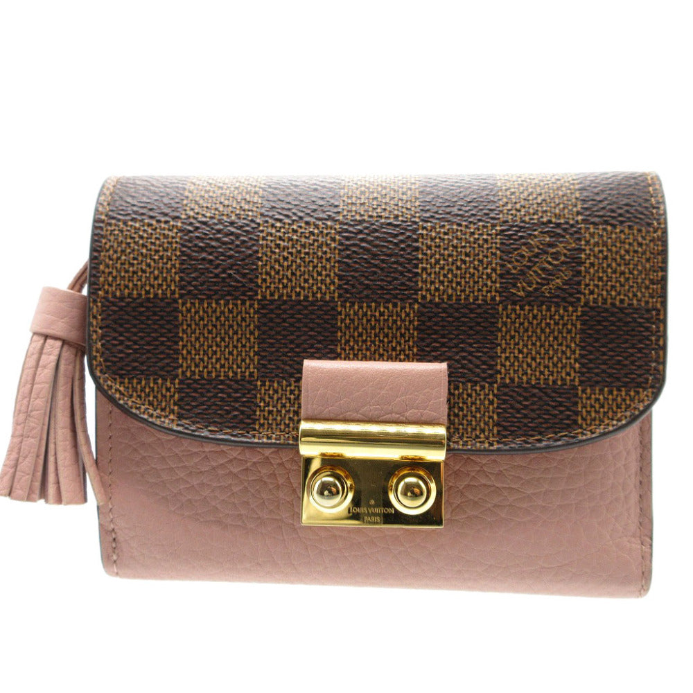 Louis Vuitton Tri-Fold Wallet N60208 Damier Canvas, Leather Magnolia Compact Wallet Damier