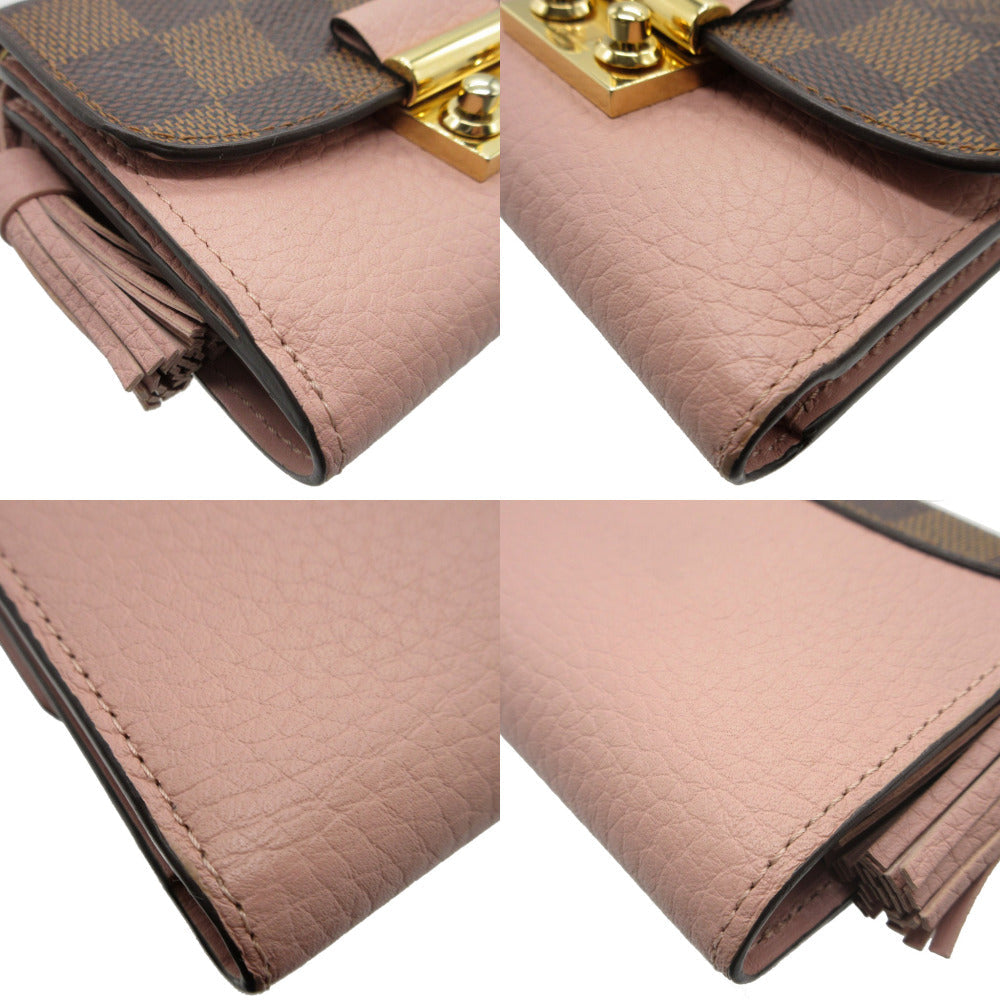 Louis Vuitton Tri-Fold Wallet N60208 Damier Canvas, Leather Magnolia Compact Wallet Damier