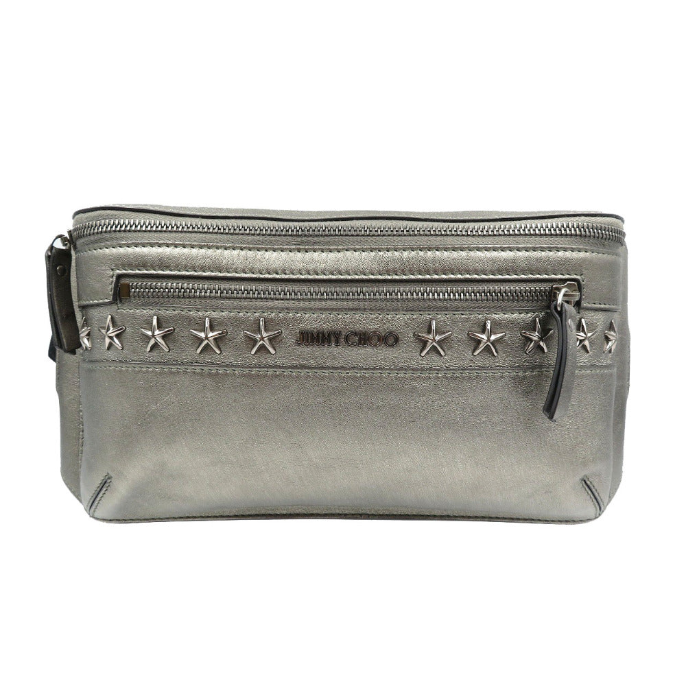 Jimmy Choo Sling Bag Leather Metallic Gray Mens Secondhand