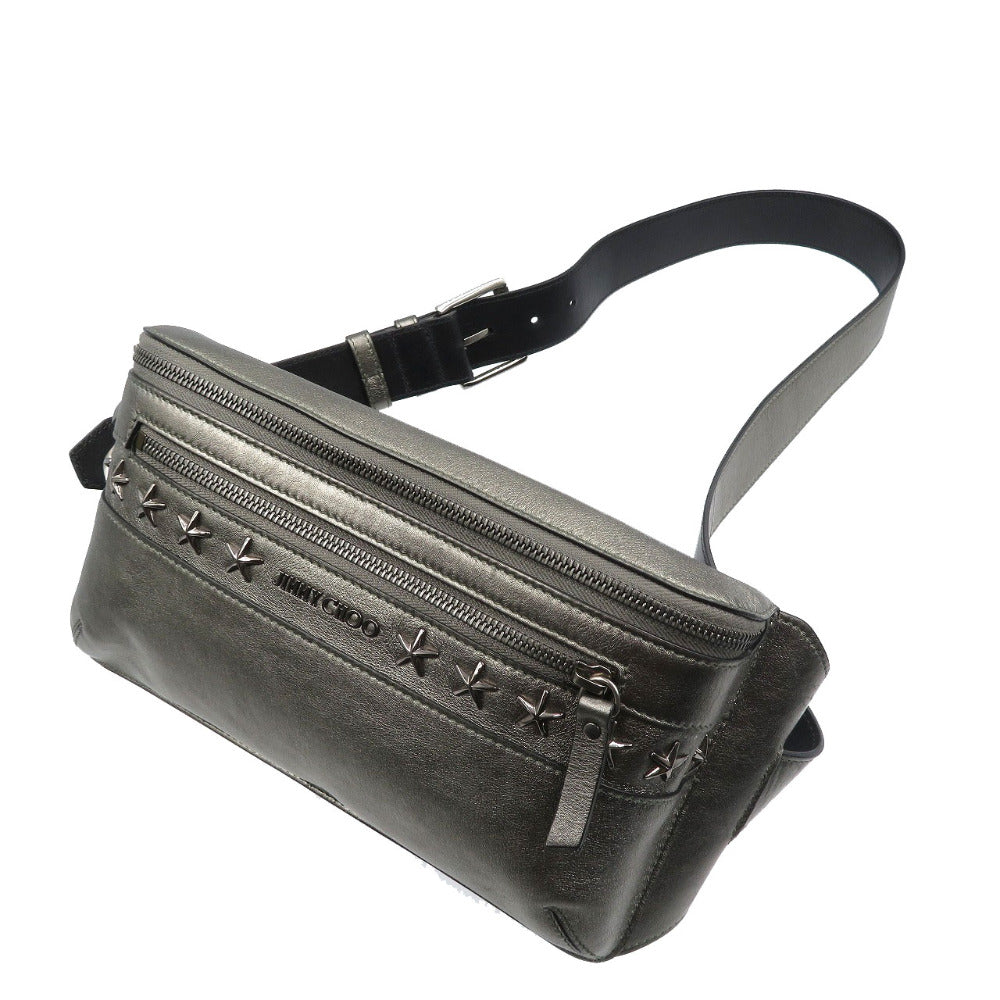 Jimmy Choo Sling Bag Leather Metallic Gray Mens Secondhand