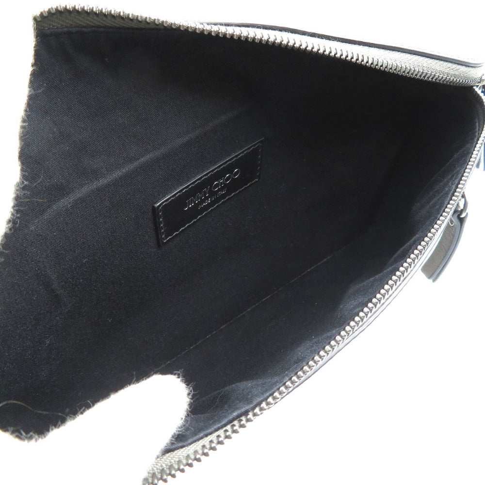Jimmy Choo Sling Bag Leather Metallic Gray Mens Secondhand