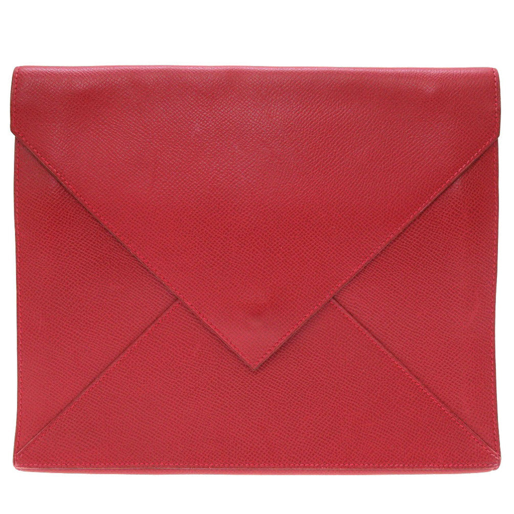 Hermes Clutch Bag Courchevel Red Vintage Mens