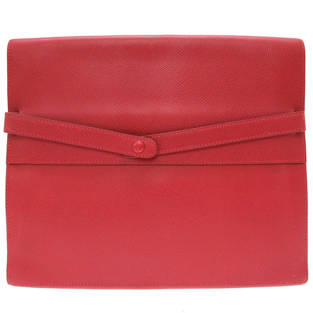 Hermes Clutch Bag Courchevel Red Vintage Mens