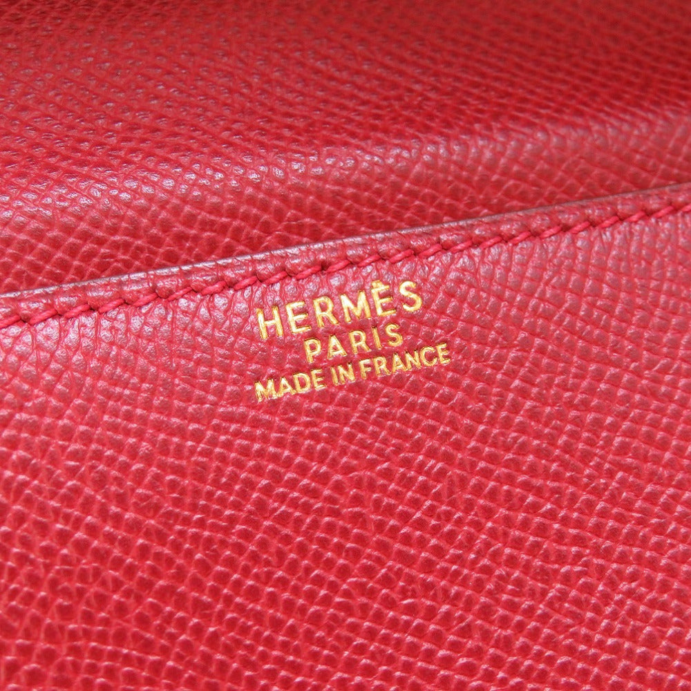Hermes Clutch Bag Courchevel Red Vintage Mens