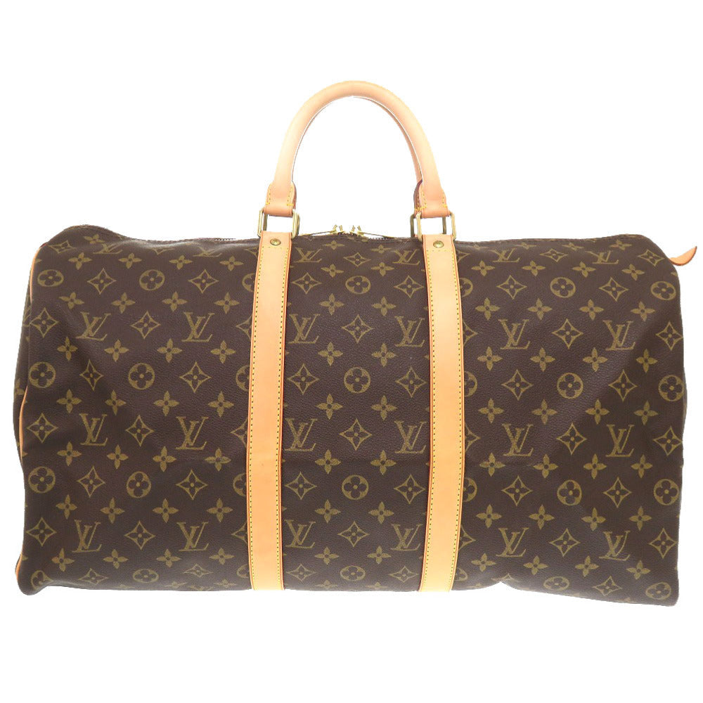 Louis Vuitton Boston Duffel Bag M41426 Monogram Canvas Brown Monogram Keepall 50 Mens